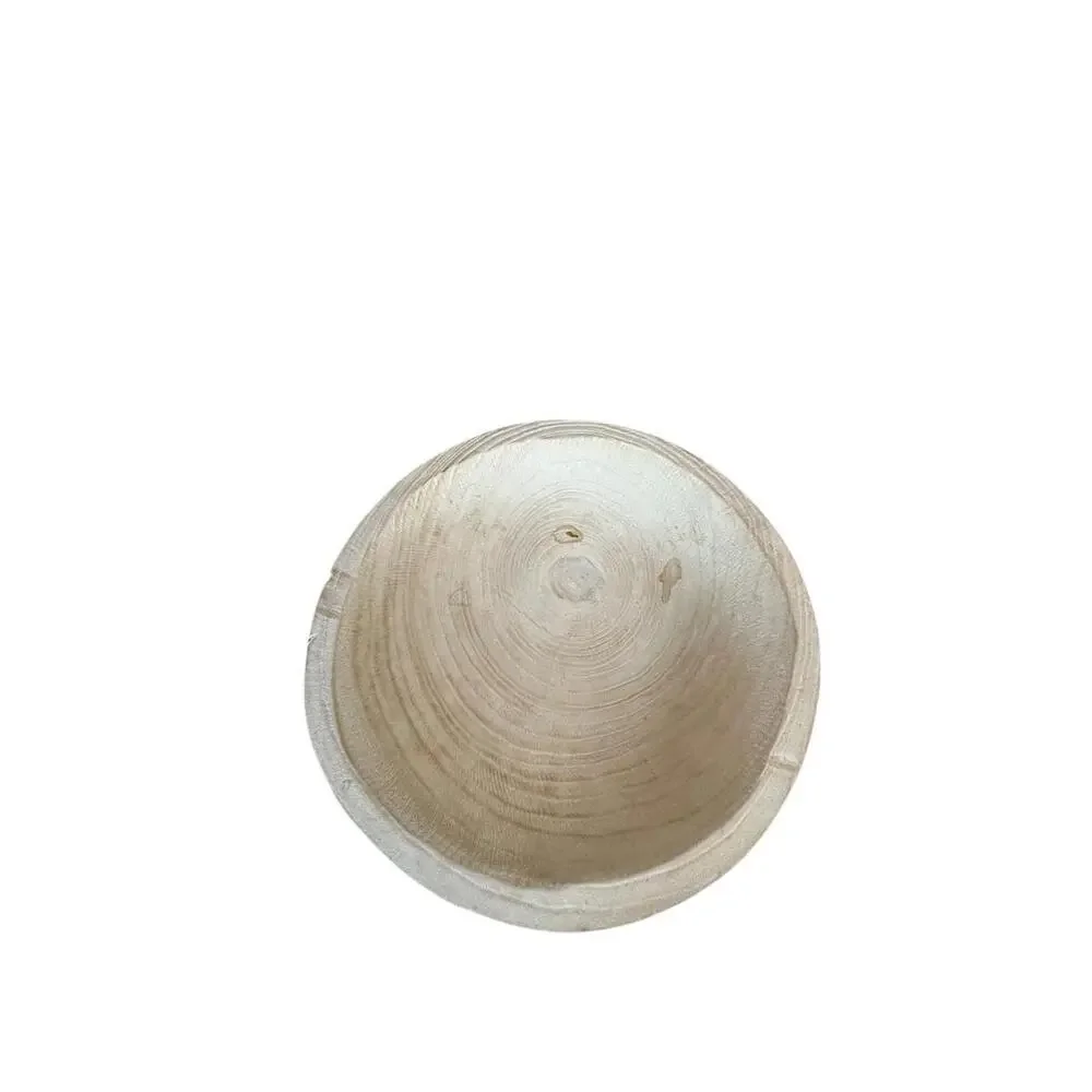 Hand Carved‎ Wooden Tripod Bowl Whitewashed Footed Primitive Style Decor